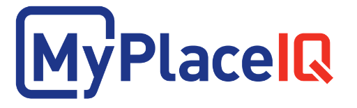MyPlaceIQ logo: blue text with a red Q and a blue rounded-square icon to the left